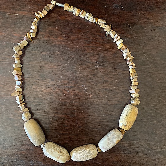 Raw stone necklace; Picture Jasper 14inch around - Picture 4 of 5